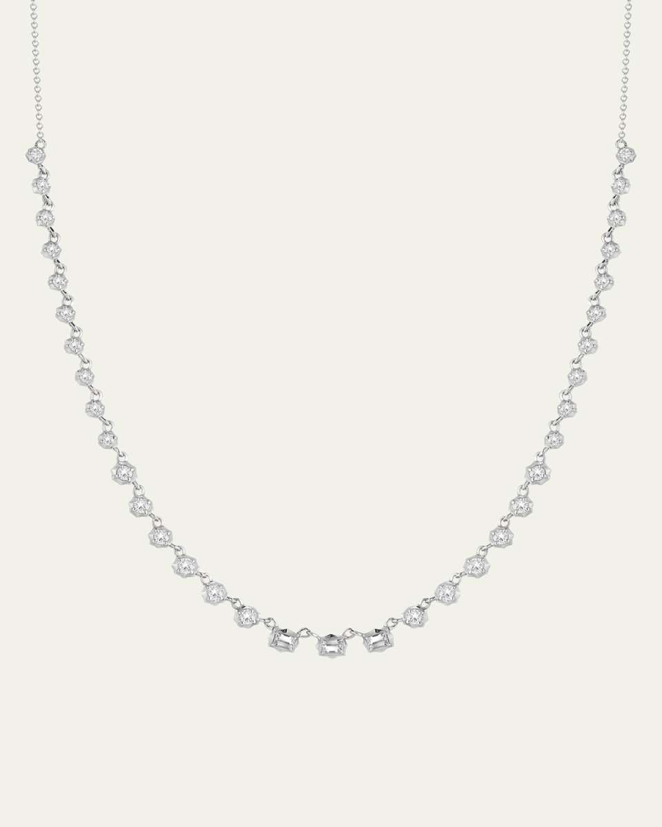 18K White Gold Small Vanguard Diamond Riviera Necklace